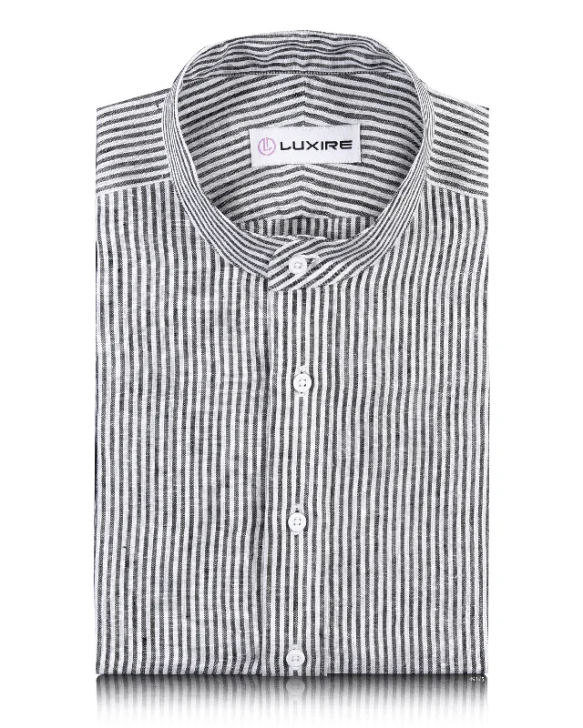 Black University Stripes Linen