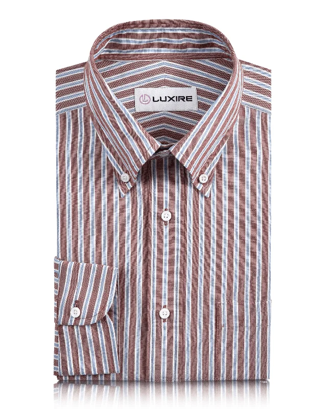 Blue White Rust Stripes Oxford Shirt