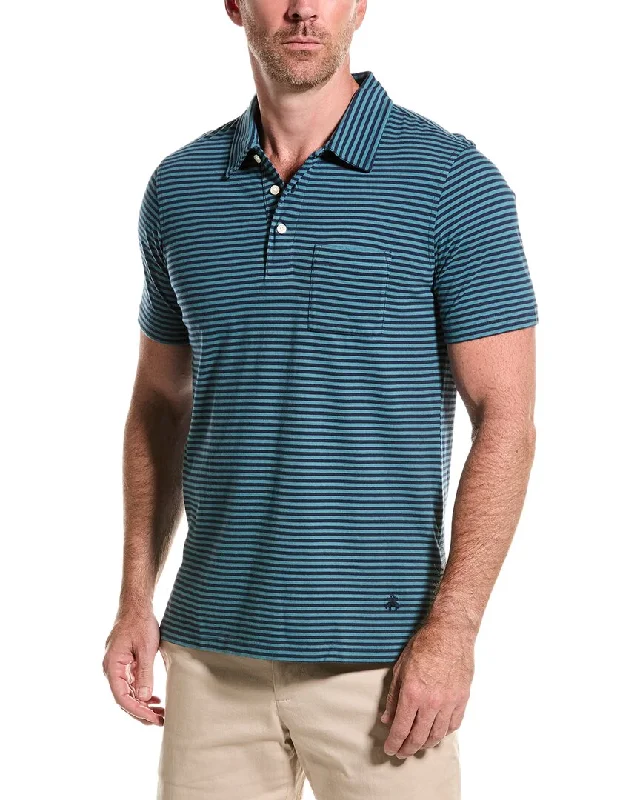 Men's short-sleeve stylish sleek-neutral-wide-chevron top-Brooks Brothers Feeder Stripe Polo Shirt