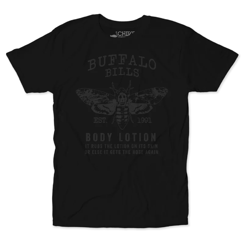 Men's short-sleeve sporty subtle-soft-plush-cotton tee-Buffalo Bills Body Lotion Blackout Tee