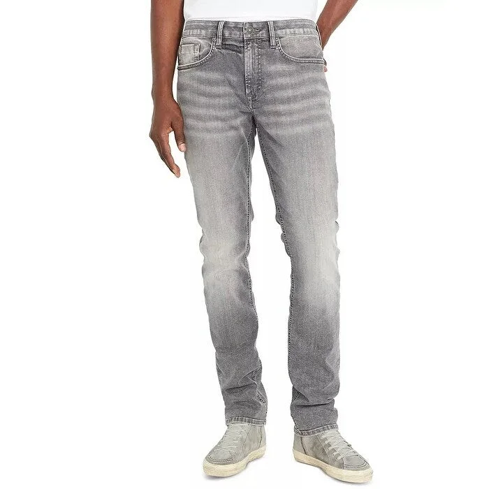 men's stretch athletic training matte navy pants-men's relaxed beach shimmer white pants-Buffalo David Bitton Men's Ash-X Slim-Fit Stretch Jeans Gray Size 42X32