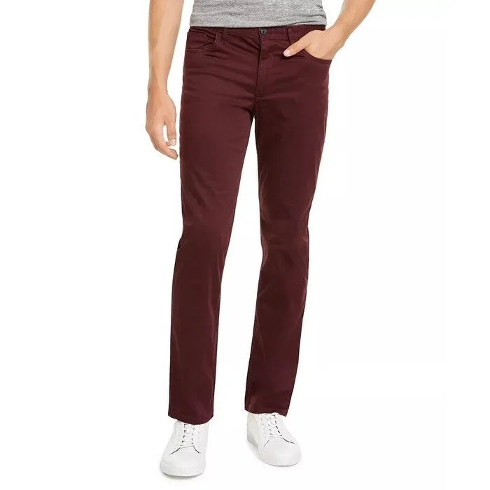 men's straight leg poplin blue pants-men's waterproof hiking dull brown pants-Calvin Klein Men's Authentic Seasonal 5-Pocket Pants Cocoa Size 33X32