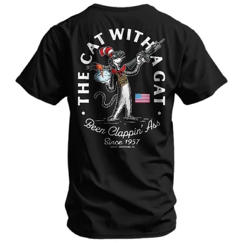 Men's short-sleeve neutral casual-bold-rich-sporty-perforated shirt-The Cat With A Gat Remix Men's T-Shirt