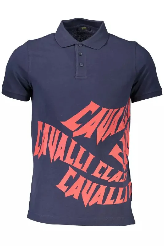 Men's short-sleeve casual bold-old-walnut top-Cavalli Class Elegant Short-Sleeved Cotton Men's Polo