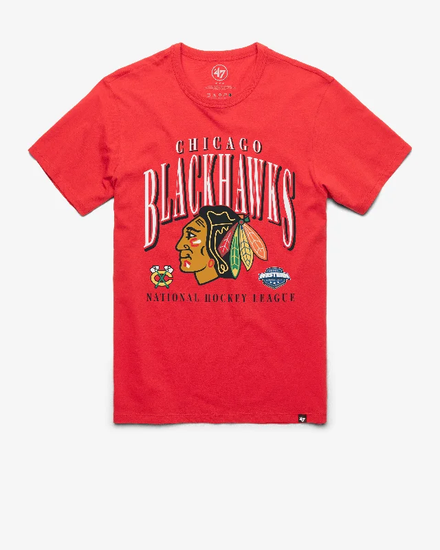 Men's short-sleeve vibrant rare-silver top-CHICAGO BLACKHAWKS CREASE '47 FRANKLIN TEE