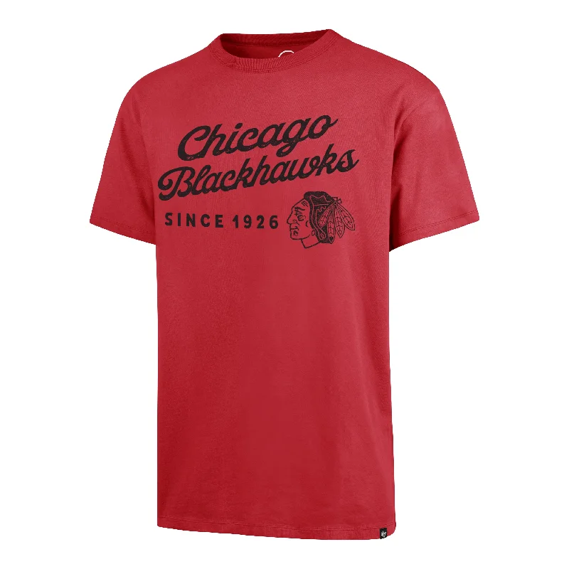 Men's short-sleeve muted lacrosse tee-CHICAGO BLACKHAWKS DUSTED CARRICK '47 RIVER TEE