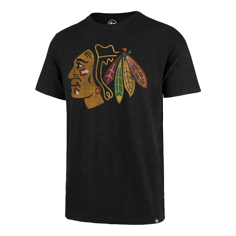 Men's short-sleeve sleek neutral-casual-bold-rich-after-hours shirt-CHICAGO BLACKHAWKS GRIT '47 SCRUM TEE