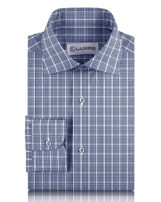 Dark Blue White Graph Checks Shirt