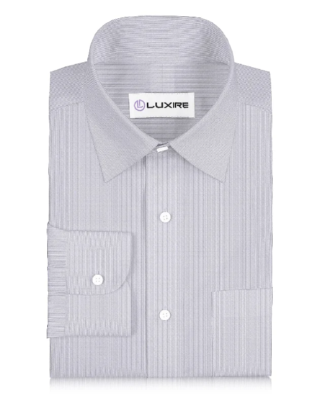 Cotton Linen: Grey Hairline Stripes On White