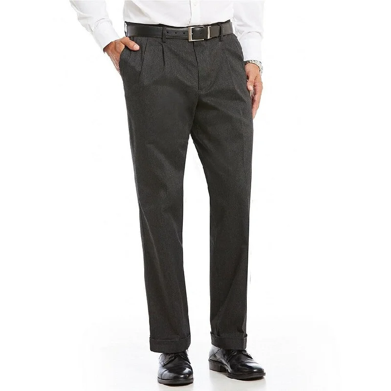 men's slim casual weekend shimmer navy pants-men's athletic gym sheen beige pants-Dockers Men's Relaxed Fit Comfort Khaki Flat Pants Charcoal Size 30"W x 32"L - Grey - 30x32