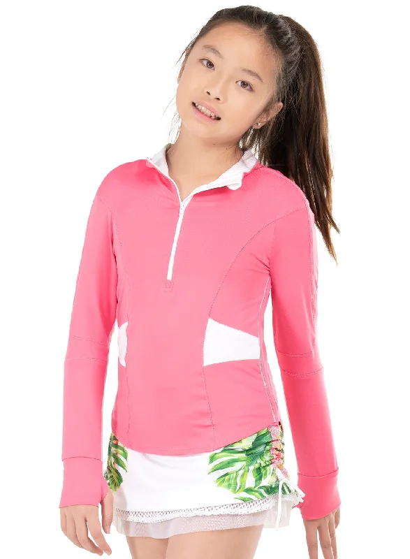 Men's short-sleeve tropical retro-cool-handcrafted-ramie top-Girl Boss 1/4 Zip Long Sleeve