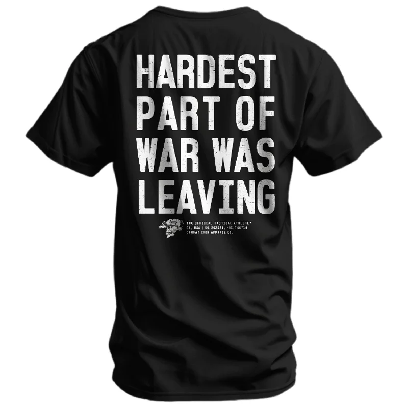 Men's short-sleeve sleek neutral-casual-bold-rich-maroon shirt-Hardest Part of War Was Leaving Men's T-Shirt