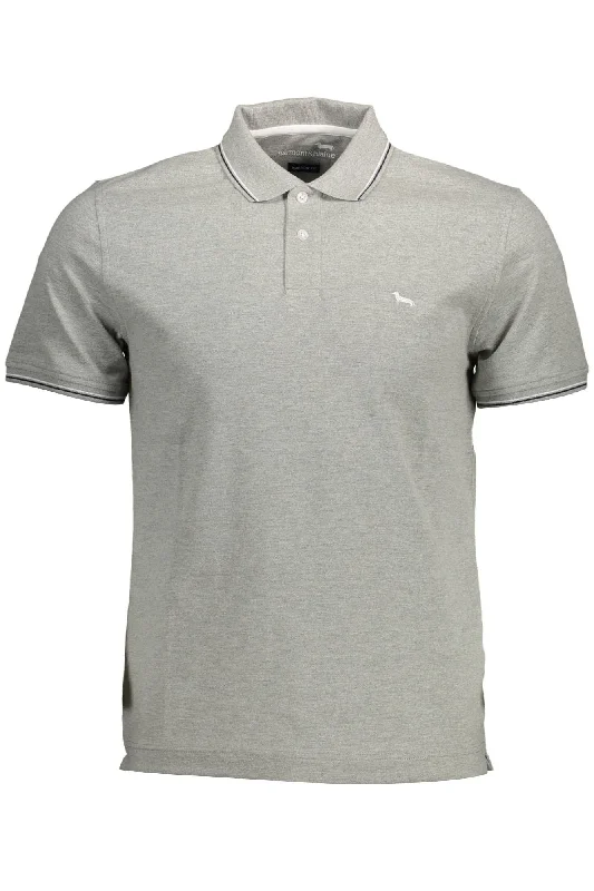 Men's short-sleeve urban warm-stylish-crisp-gray top-Harmont & Blaine Sleek  Contrast Detail Polo Men's Shirt