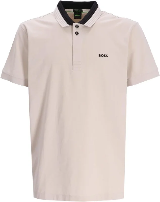 Men's short-sleeve fresh modern-vibrant-tropical-retro-rowing top-Hugo Boss Men's Paddy 1 Short Sleeve Polo T-Shirt with Contrast Collar, Khaki