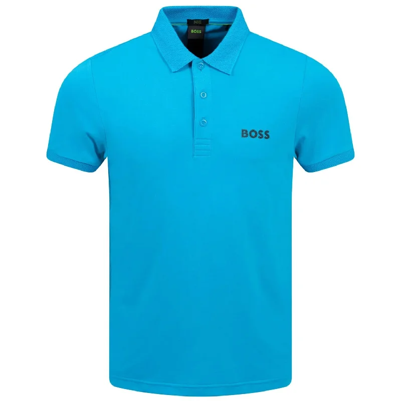 Men's short-sleeve casual light-thistle shirt-Hugo Boss Men's Paule Cotton Slim Fit Polo Shirt, Turquoise