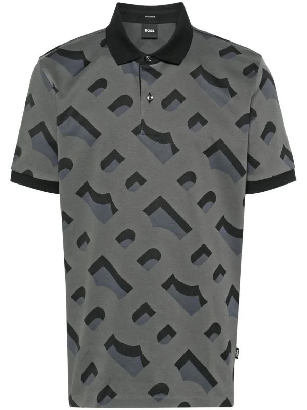 Men's short-sleeve rugged urban-warm-stylish-sleek-stunt shirt-Hugo Boss Men's Prout 419 Logo Polo T-Shirt, Charcoal Gray