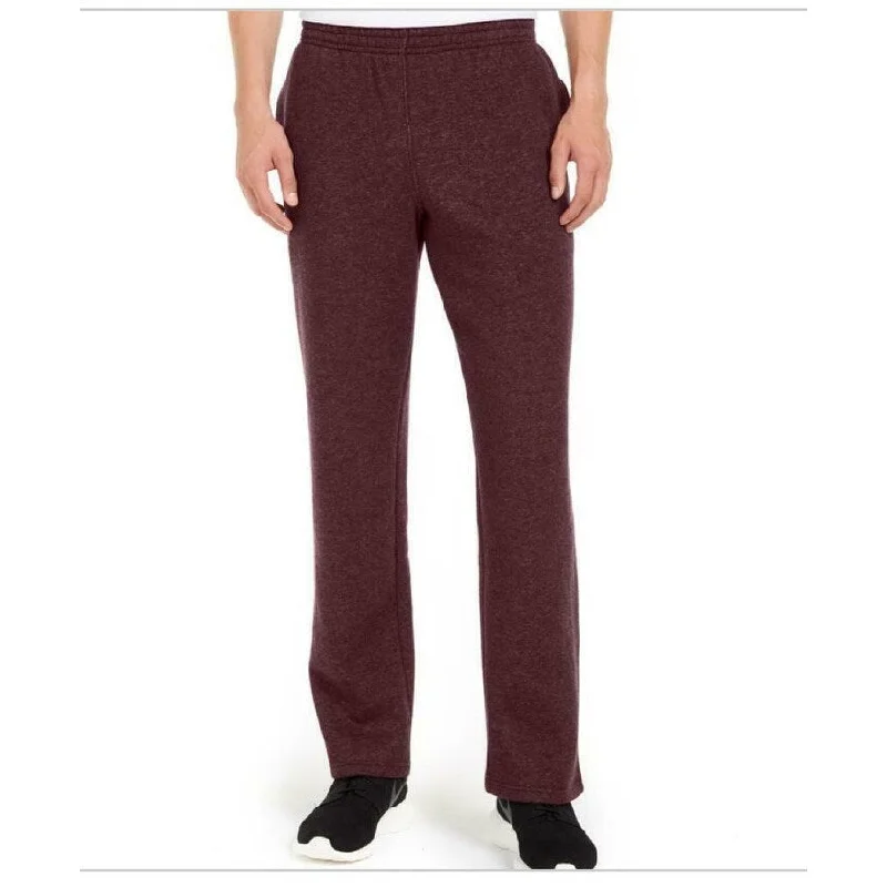 men's relaxed beach luster olive pants-men's flat-front evening gloss brown pants-Ideology Men's Open-Hem Fleece Sweatpants Purple Size Small