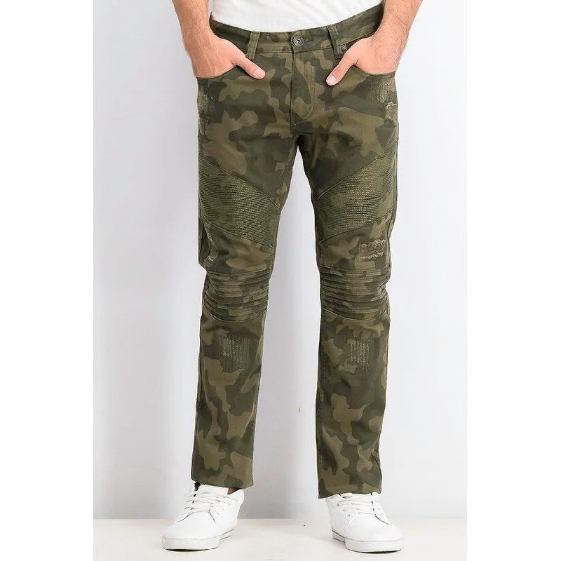 men's tapered workday shimmer green pants-men's athletic gym shimmer green pants-INC International Concepts Men's Slim-Fit Stretch Camo Moto Jeans Green Size 38