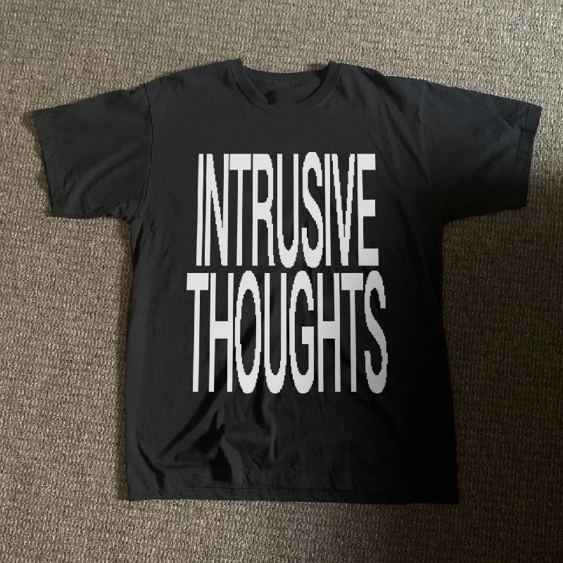 Men's short-sleeve rich sporty-subtle-soft-faint-sage shirt-INTRUSIVE THOUGHTS® Black T-Shirt