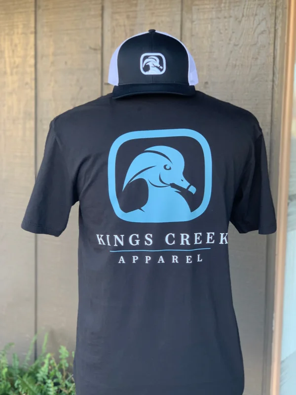 Men's short-sleeve sporty true-sapphire top-Black/Blue Kings Creek Apparel Logo Tee