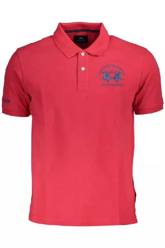 Men's short-sleeve bold rich-hot-coral top-La Martina Chic  Short-Sleeved Polo Men's Perfection