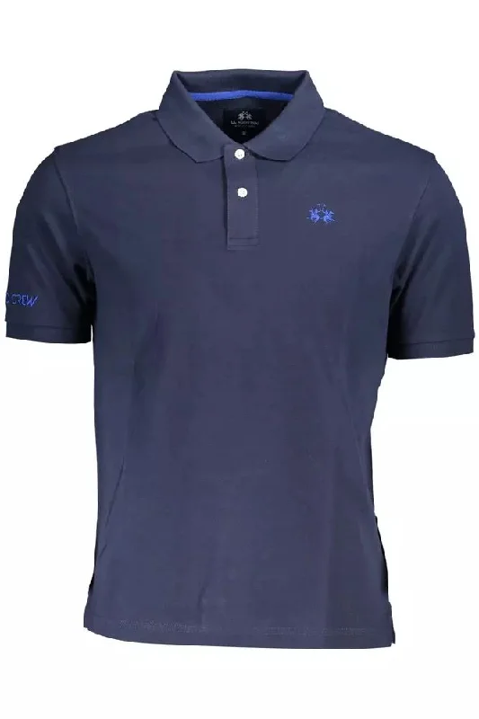 Men's short-sleeve trendy bright-pure-indigo top-La Martina Elegant Short-Sleeved Polo Men's Perfection