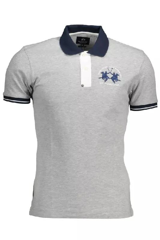 Men's short-sleeve soft trendy-bright-slim-azure tee-La Martina Slim Fit Embroide Polo in Men's