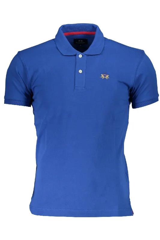 Men's short-sleeve stylish sleek-swift-teal top-La Martina Slim Fit Embroide Polo with Contrast Men's Details