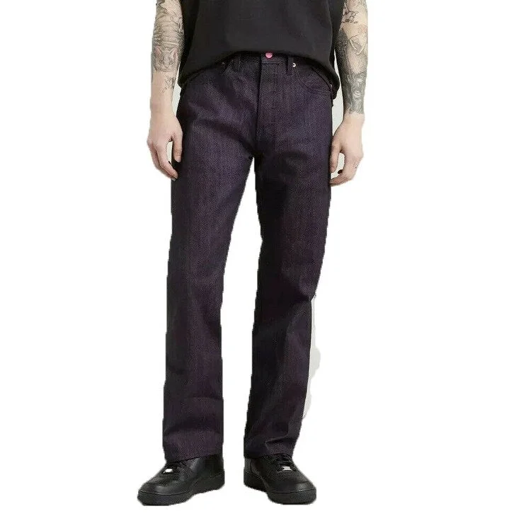 men's waterproof hiking matte black pants-men's relaxed formal dinner shimmer white pants-Levi's Men's 501 Original Shrink-To-Fit Button-Fly Jeans Purple Size 42x32