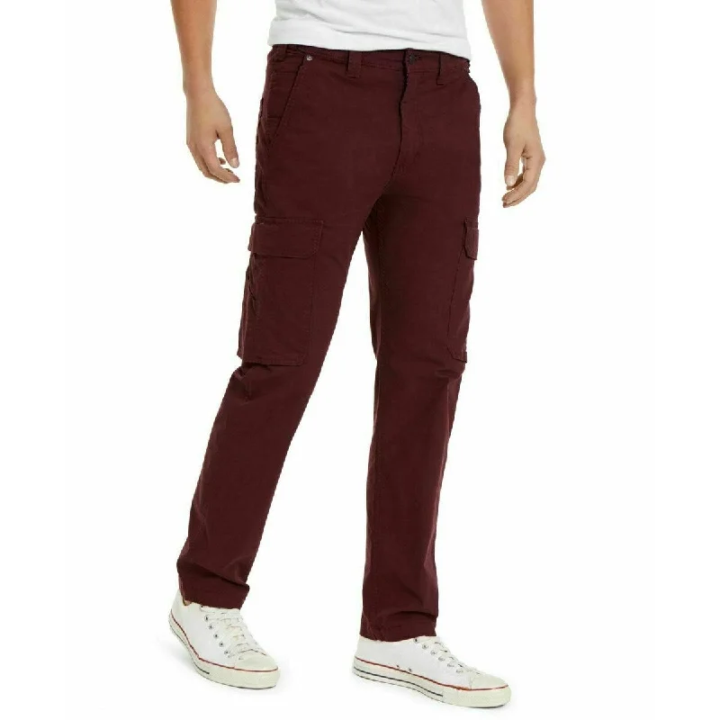 men's pleated travel sheen beige pants-men's slim casual weekend matte black pants-Levi's Men's 502 Aviator Tapered Cargo Pants Wine Size 33X32