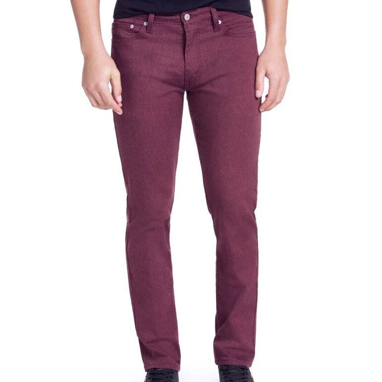 men's flat-front evening luster brown pants-men's tailored outdoor gloss red pants-Levi's Men's Slim-Fit Stretch Flannel Jeans Red Size 33X32