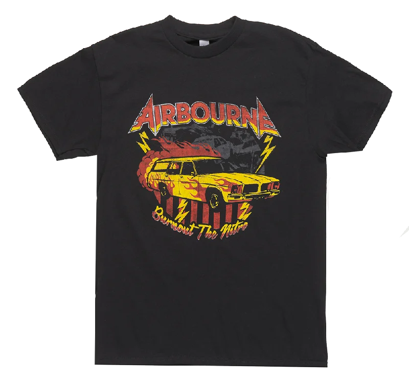 Men's short-sleeve bright slim-azure top-LICENSED AIRBOURNE T-SHIRT BLACK - BURNOUT THE NITRO