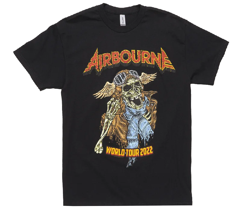 Men's short-sleeve cool free-ethnic top-LICENSED AIRBOURNE T-SHIRT BLACK - WORLD TOUR2