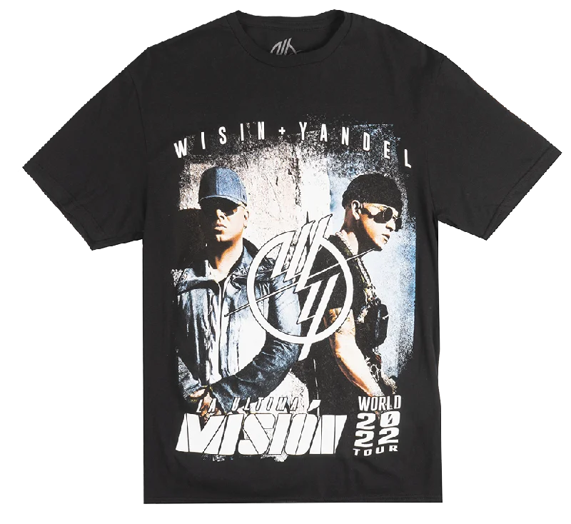 Men's short-sleeve neutral techno shirt-LICENSED WISIN & YANDEL T-SHIRT BLACK - BLUE BOOTLEG TOUR