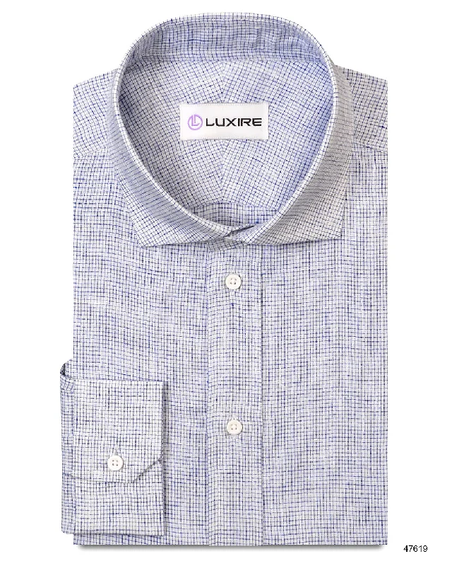 Linen: Business Blue Graph Checks On White