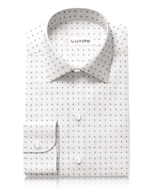 Linen: Grey Printed Marks On White