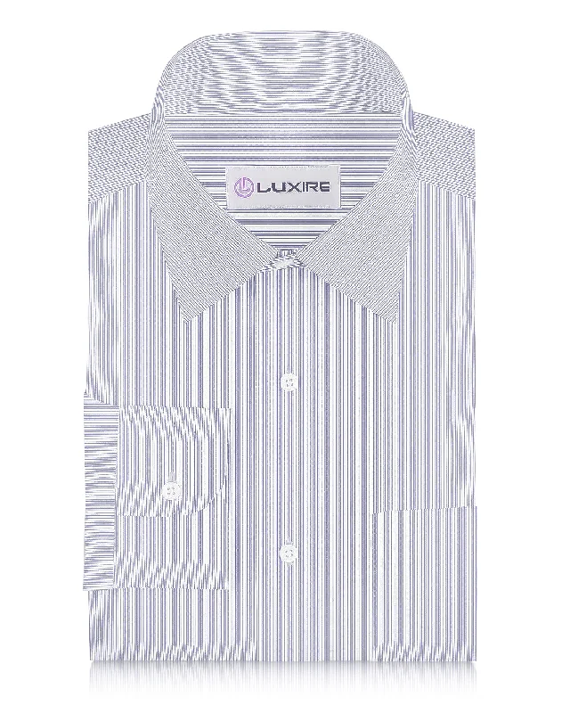 Linen: Ink Blue White Hairline Stripes