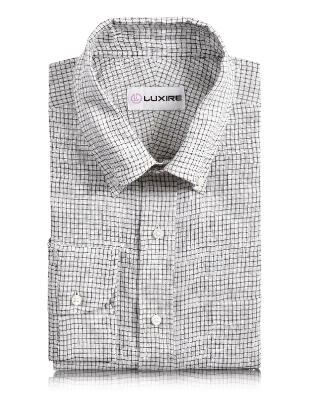 Linen: Olive Green Graph Checks On White