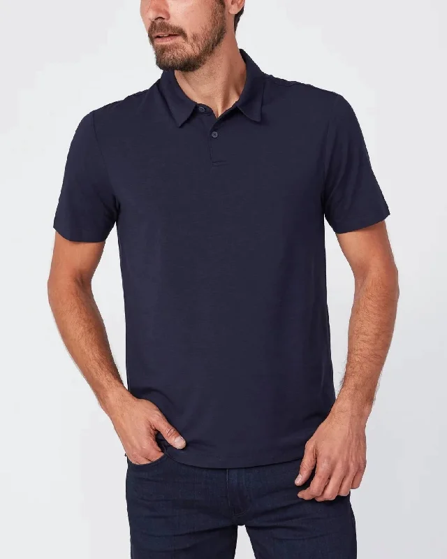 Men's short-sleeve soft trendy-bright-deep-thick-canvas tee-Men's Burke Polo Shirt In Deep Anchor