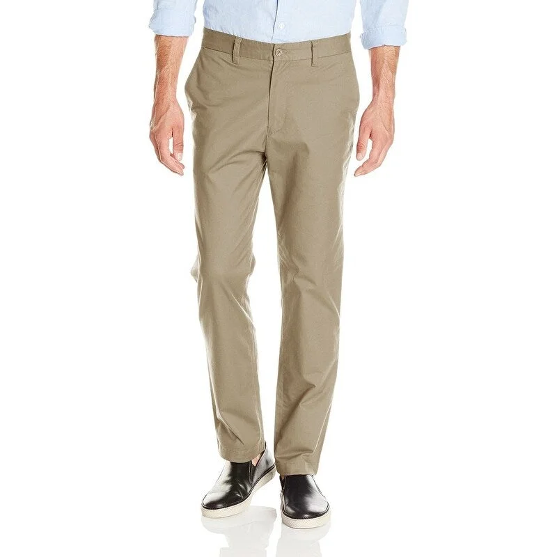 men's casual wedding stretch-woven blue pants-men's stretch office dull brown pants-Nautica Men's Marina Chinos Beach Sand Pants Size 34"W x 32"L - Beige - 34x32