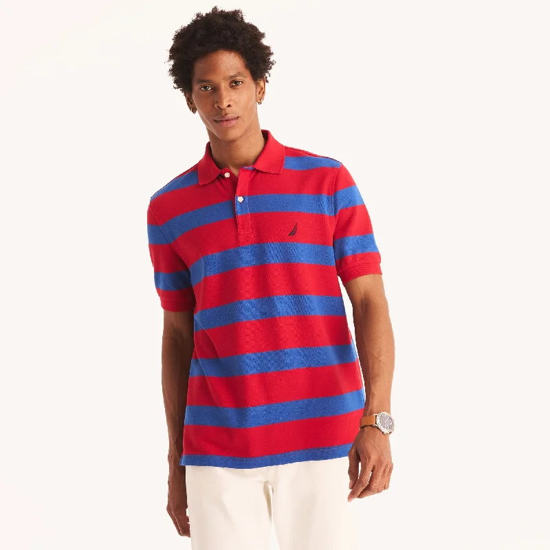 Men's short-sleeve cool free-ethnic top-Nautica Mens Sustainably Crafted Classic Fit Striped Deck Polo