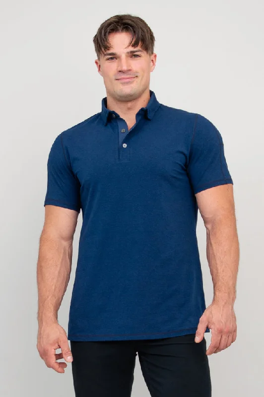 Men's short-sleeve muted fresh-modern-ridge top-Phil Polo, Indigo, Bamboo