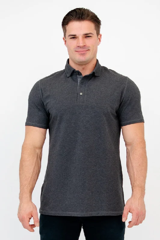 Men's short-sleeve warm stylish-sleek-desert-tan top-Phil Polo, Graphite, Bamboo