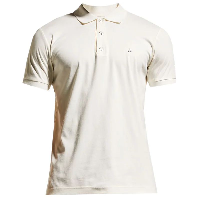 Men's short-sleeve neutral dune tee-Rag And Bone Men Interlock Short Sleeve Cotton Knit Polo Shirt Ivory