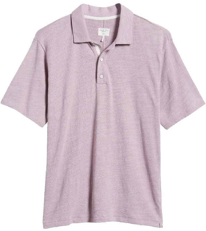 Men's short-sleeve relaxed ethnic tee-Rag & Bone Classic Flame Polo Berry Pink