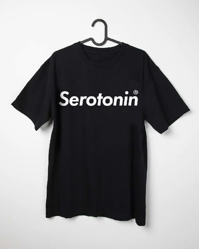 Men's short-sleeve muted fresh-modern-vibrant-tight-tan shirt-Serotonin Black® T-Shirt