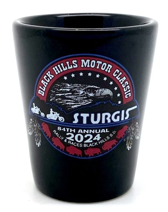 Men's short-sleeve cool rugged-urban-deep-obsidian top-Sturgis Heritage Black Shot Glass - 2024