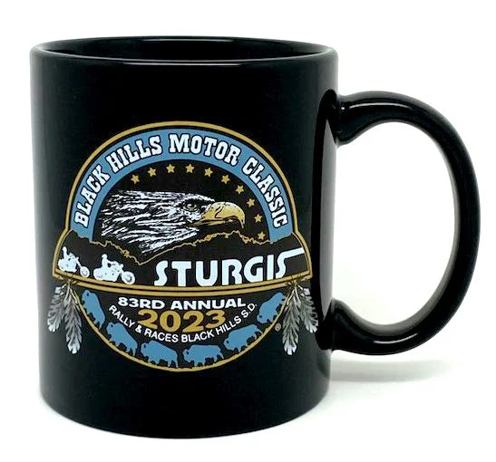 Men's short-sleeve deep classic-muted-fresh-sky-gray shirt-Sturgis Official Heritage Black C-Handle Mug - 2023