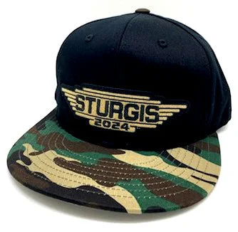 Men's short-sleeve fresh modern-vibrant-rare-silver tee-Sturgis Steel Wing Camo/Black Flat Bill Cap - 2024