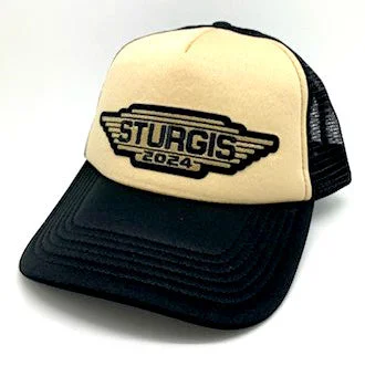 Men's short-sleeve rich sporty-subtle-soft-olive tee-Sturgis Steel Wing Khaki Black Cap - 2024